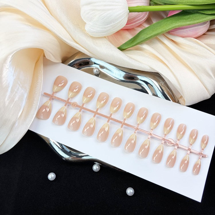 Quick beauty solution: Women's natural glossy press-on nails, a complete artificial nail set for fast, elegant style.