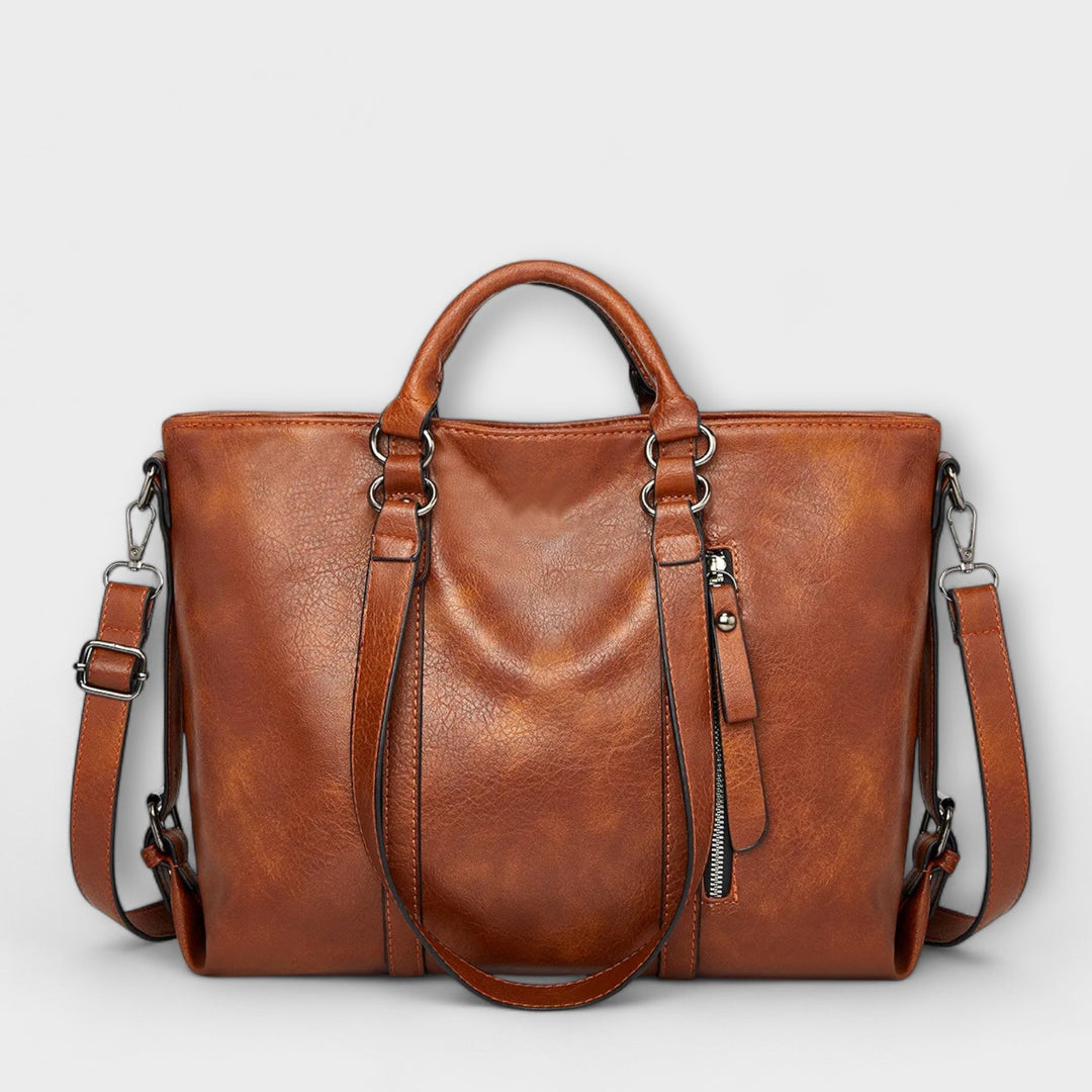 Women's Olívia large brown leather tote bag. Spacious & elegant carryall, perfect for work & daily essentials.
