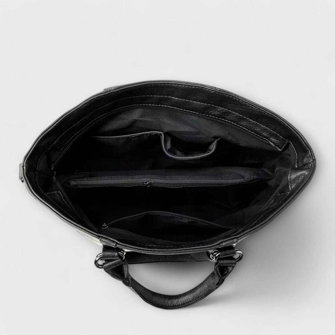 Olívia women's versatile leather tote bag. Functions as a shoulder, crossbody, or handbag for daily essentials.
