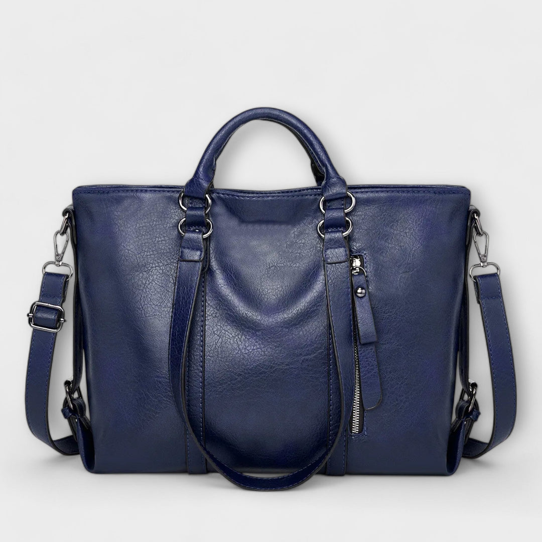 Brown Olívia leather tote bag for women. Spacious, elegant work bag & carryall for all daily essentials.
