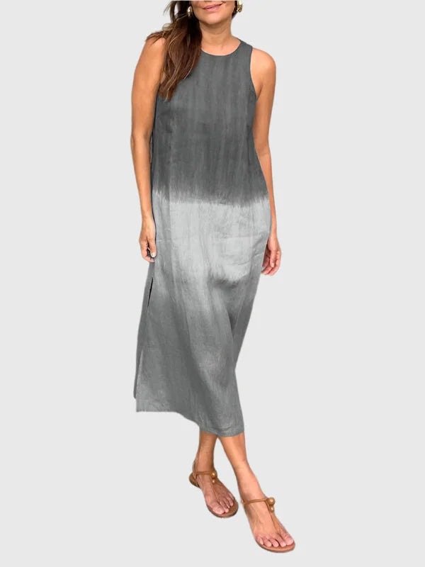 Relaxed fit women's ombre sleeveless midi dress with a comfortable round neck, ideal for casual summer wear.