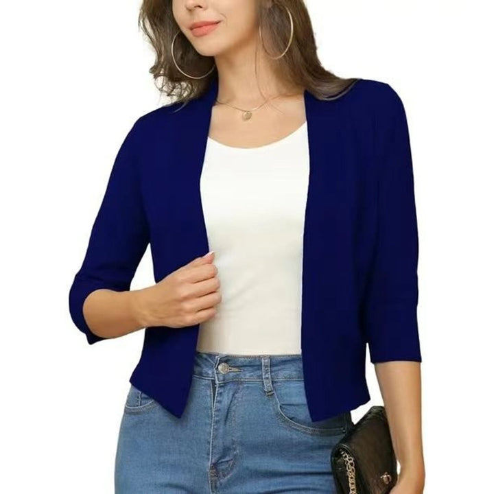 Women's versatile 3/4 sleeve cropped cardigan, an everyday essential for summer layering.