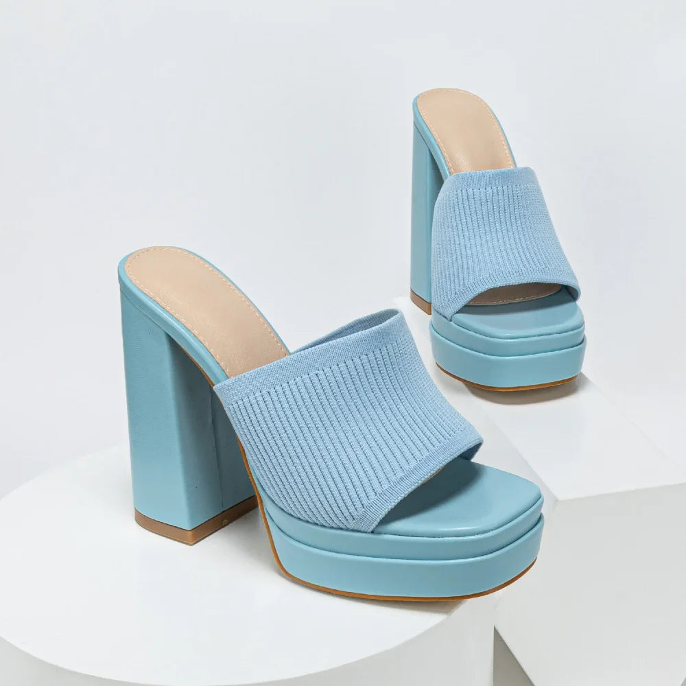 Chic women's platform sandals featuring an open-toe and stable chunky heel.