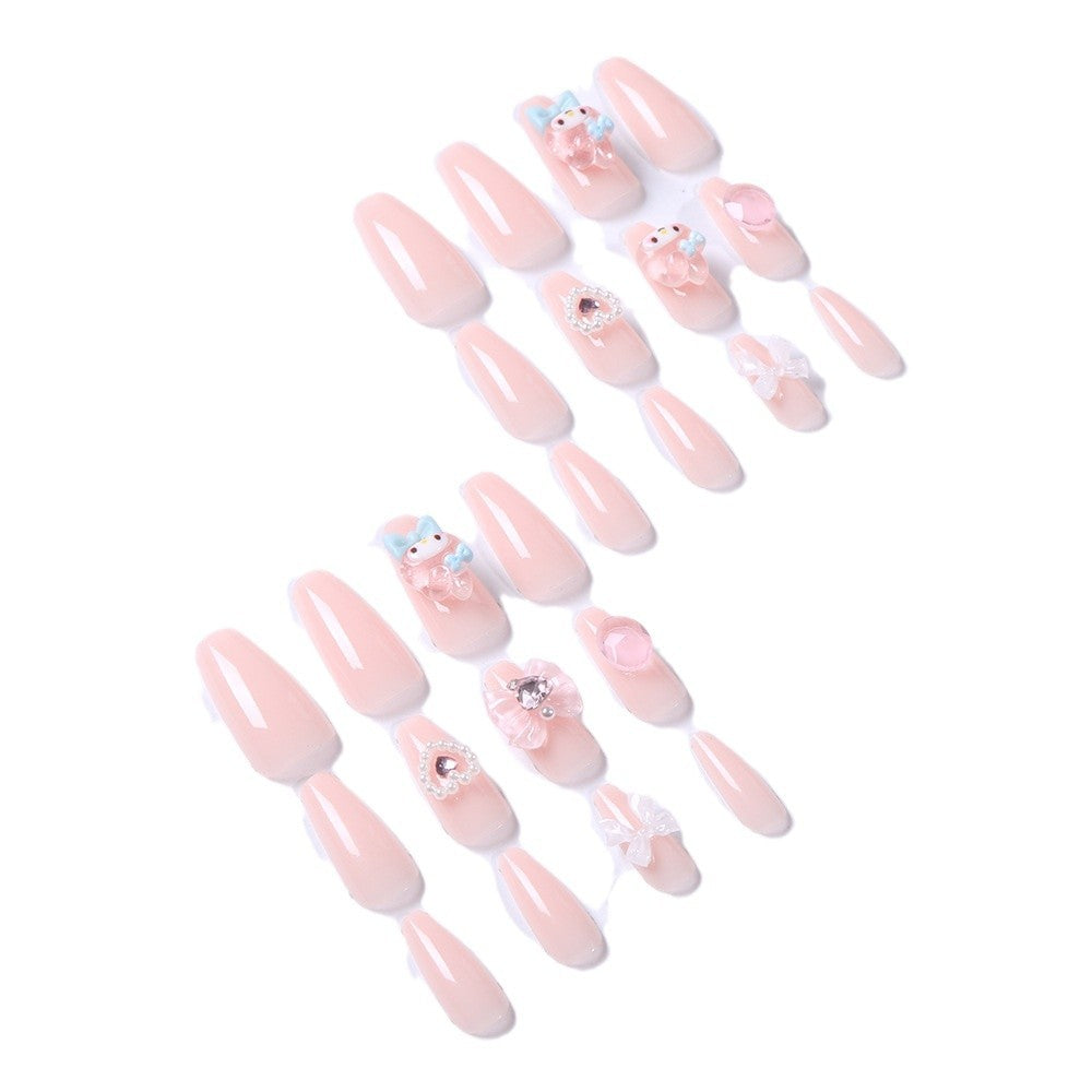 Summer-themed orange press-on nails. Women's easy-application artificial nails for beautiful & reusable nail art.
