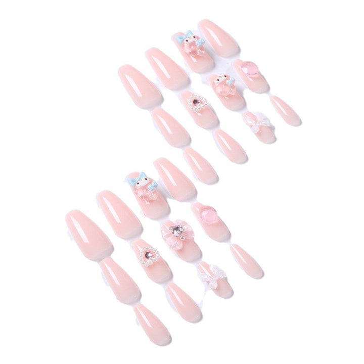 Summer-themed orange press-on nails. Women's easy-application artificial nails for beautiful & reusable nail art.