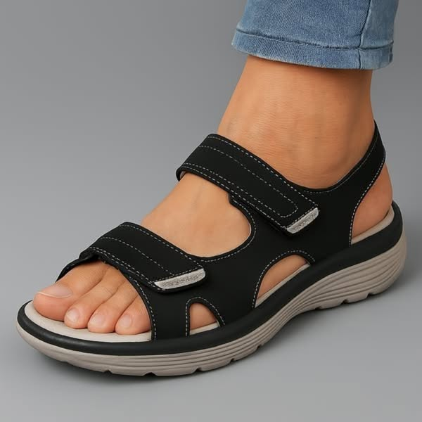 Comfortable women's orthopaedic walking sandals with arch support, perfect for summer casual wear & foot pain relief.