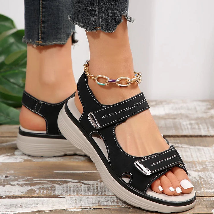 Women's comfortable orthopaedic sandals, adjustable for daily wear & arch support.