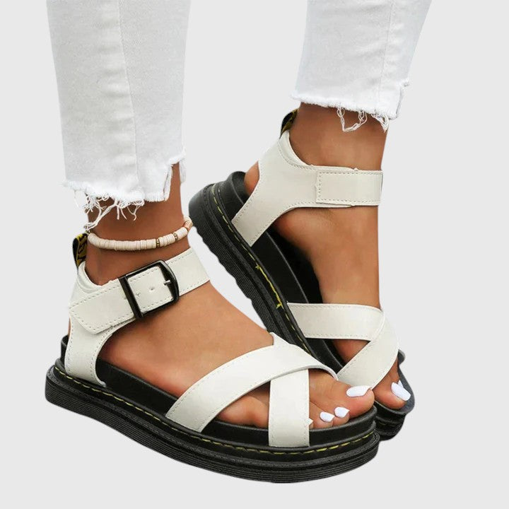 Supportive women's sandals featuring adjustable straps, cushioned arch support, & comfort for walking & foot relief.