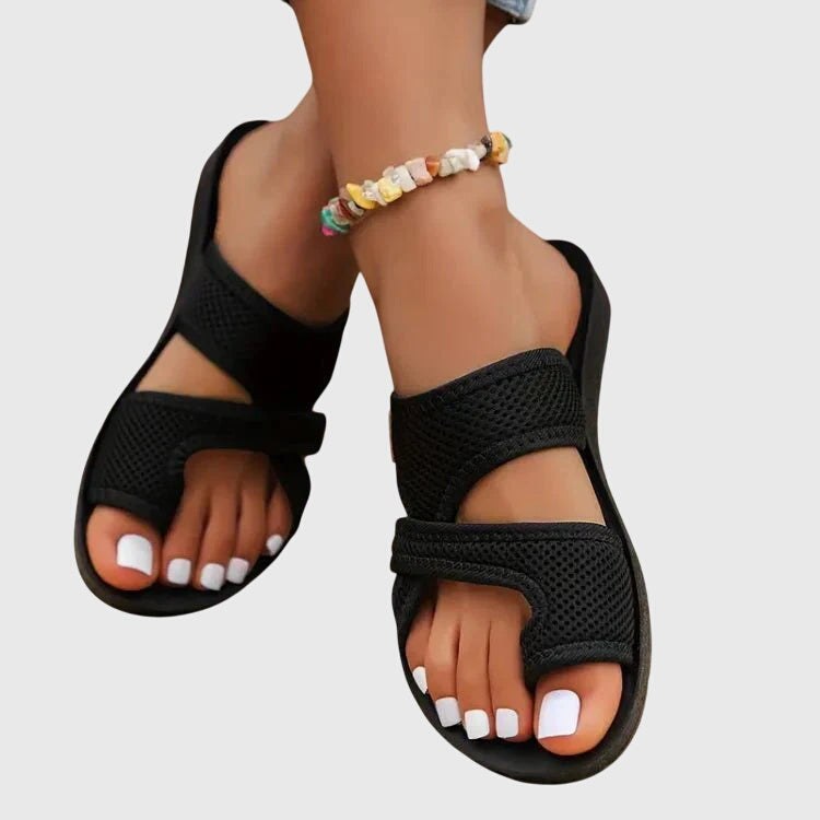 Comfortable women's orthopaedic sandals. Flats with arch support & bunion relief for summer footwear.