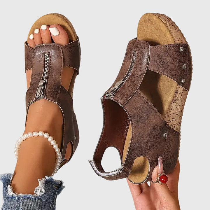 Black women's orthopaedic sandals, featuring arch support for superior comfort & pain relief. Stylish & casual.