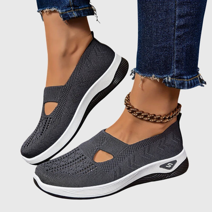 Pain-relieving women's slip-on orthopaedic shoes with excellent arch support for walking.