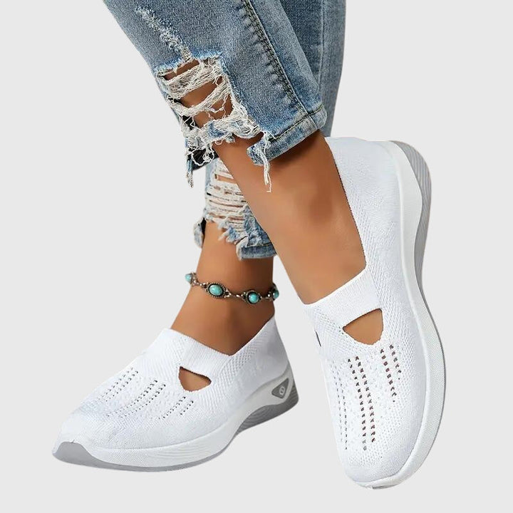 Slip-on orthopaedic comfort shoes for women, providing supportive footwear for active lifestyles.