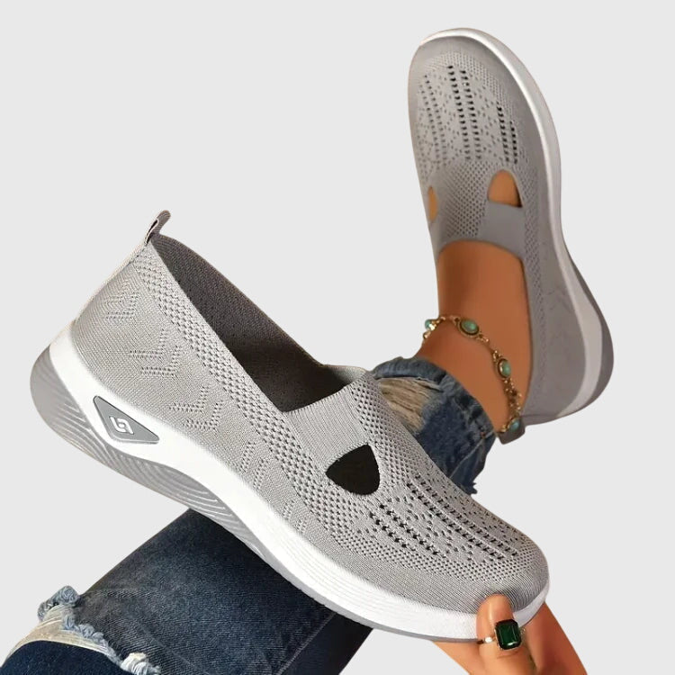 Navy blue women's orthopaedic walking shoes, engineered for pain relief & everyday comfort. Great foot support.