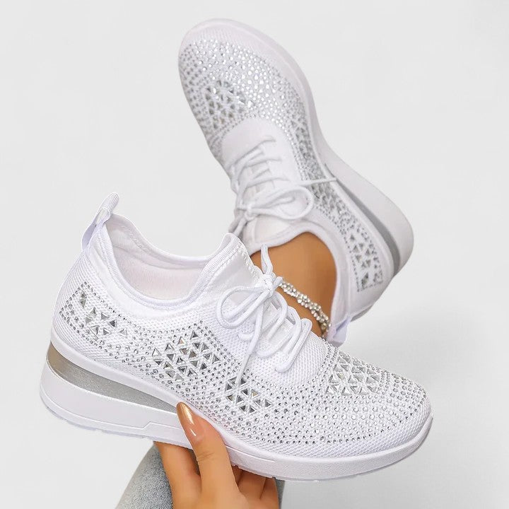 Stylish women's sparkling orthopaedic sneakers with arch support for everyday comfort.