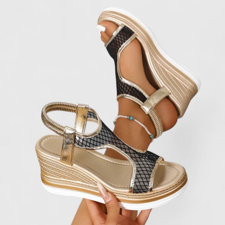 Supportive wedge sandals for women, offering orthopaedic arch support and stylish comfort.