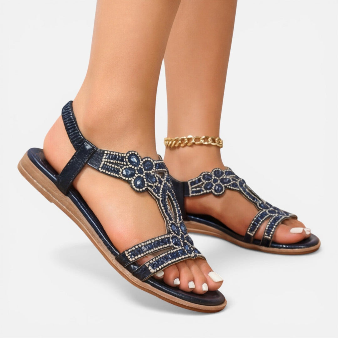 Casual women's floral wedge sandals, orthopaedic and comfortable, great for elegant summer style.