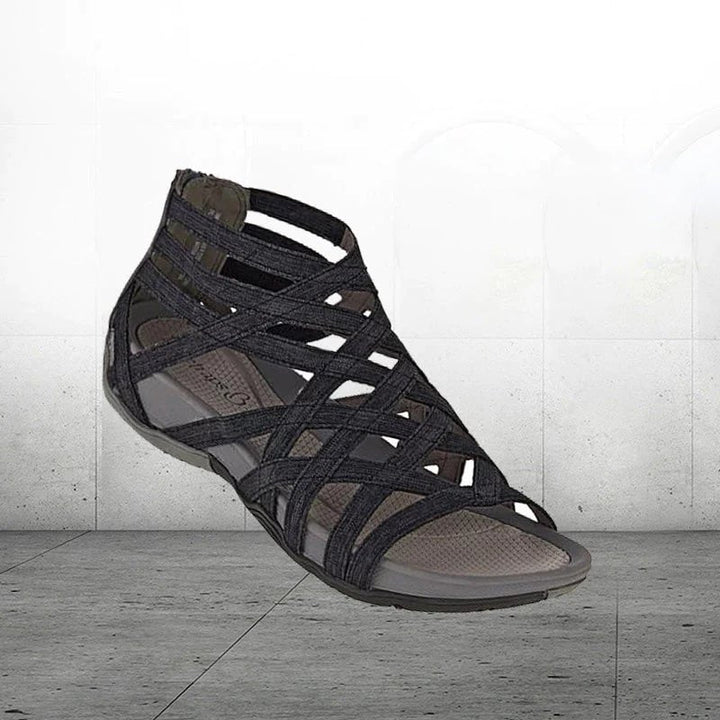 Summer-ready women's flat strappy sandals. Adjustable, orthopedic, designed for comfort.