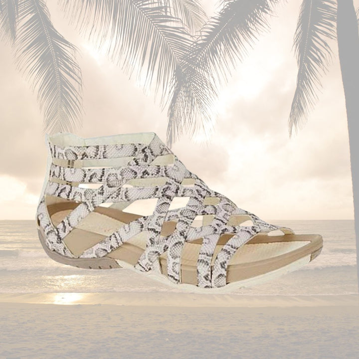 Women's casual flat sandals, strappy & adjustable, providing excellent orthopedic support.