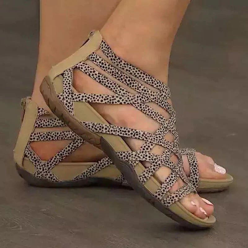 Women's summer flat sandals, adjustable strappy design, great orthopedic arch support.