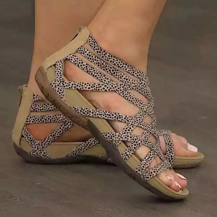 Women's summer flat sandals, adjustable strappy design, great orthopedic arch support.
