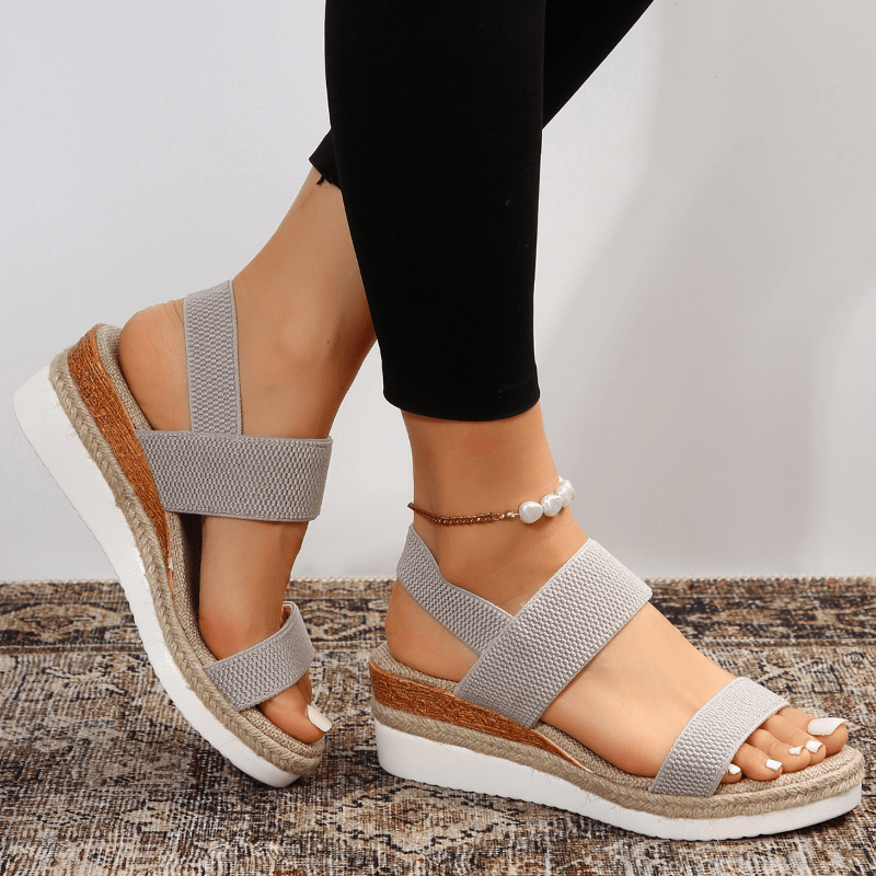 Fashion women's orthopedic ankle strap sandals, espadrille platform style for comfortable summer footwear.