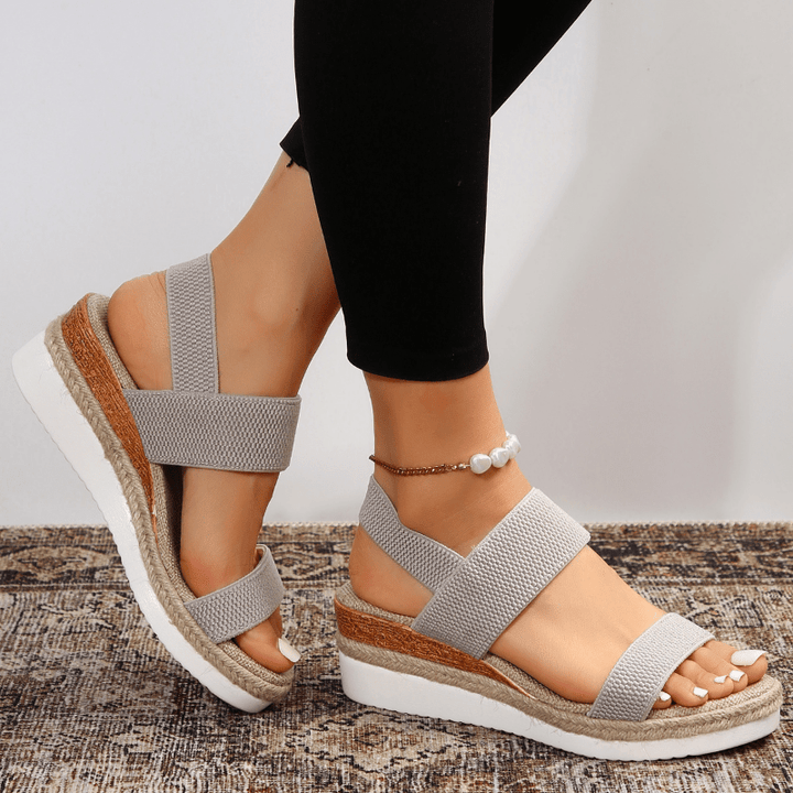 Fashion women's orthopedic ankle strap sandals, espadrille platform style for comfortable summer footwear.