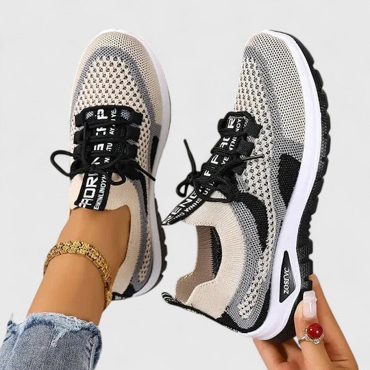 Multi-color women's lace-up orthopedic trainers with arch support, perfect for walking.