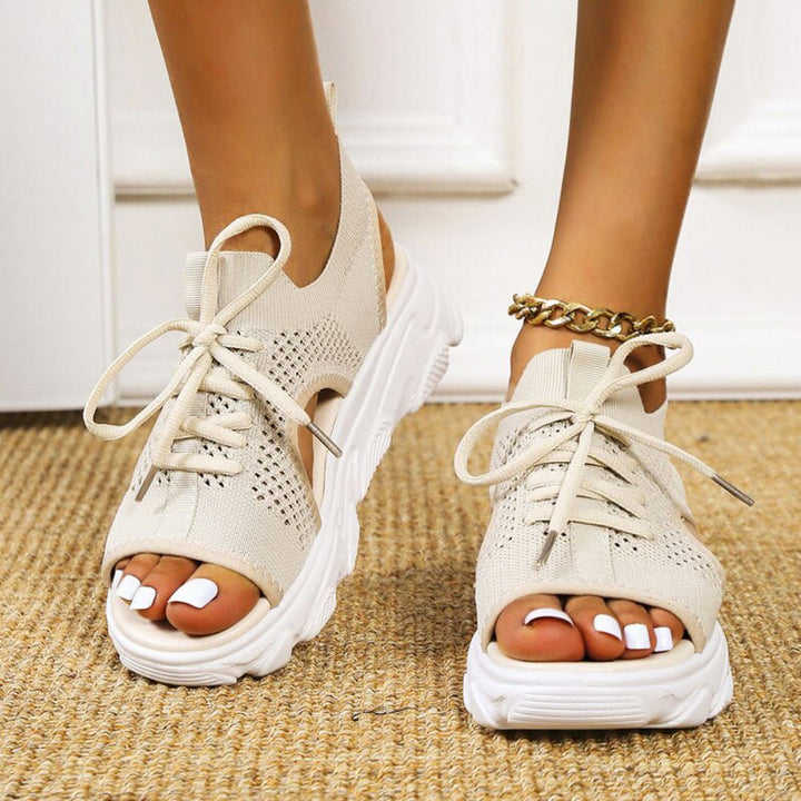 Women's comfortable orthopedic sandals, cushioned, lace-up athletic style with arch support for summer.