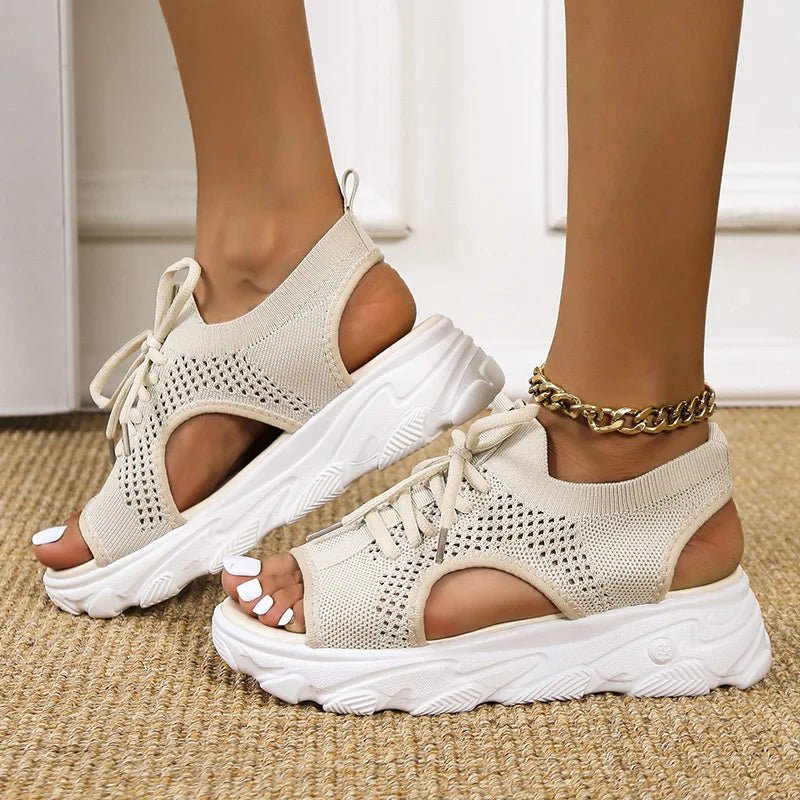 Lightweight women's orthopedic walking sandals, cushioned and lace-up for an adjustable, sporty fit.