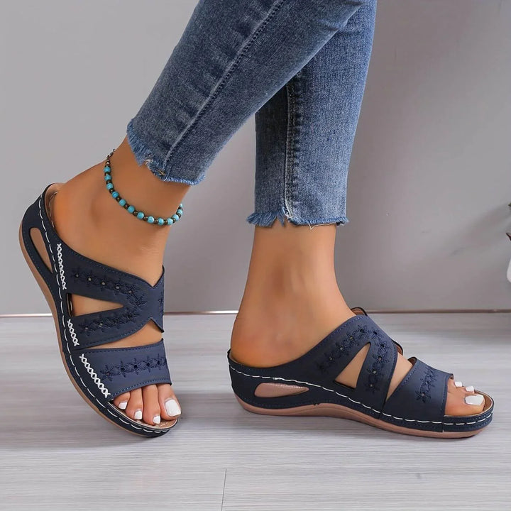 Women's orthopedic comfort sandals with arch support for everyday pain relief.