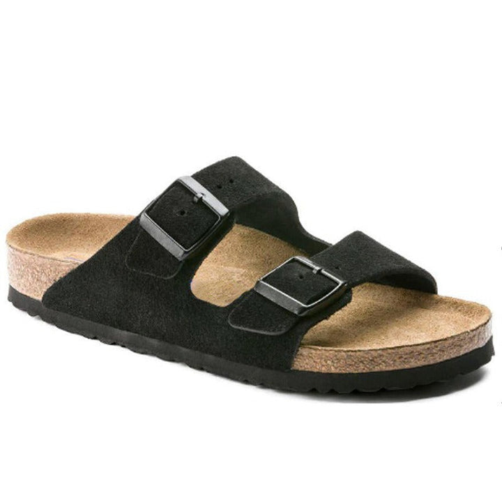 Adjustable black women's orthopedic sandals, offering arch support & lightweight comfort for daily summer wear.