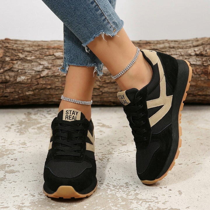 Retro style women's comfort trainers, ideal for casual everyday wear and walking, offering superior foot support.
