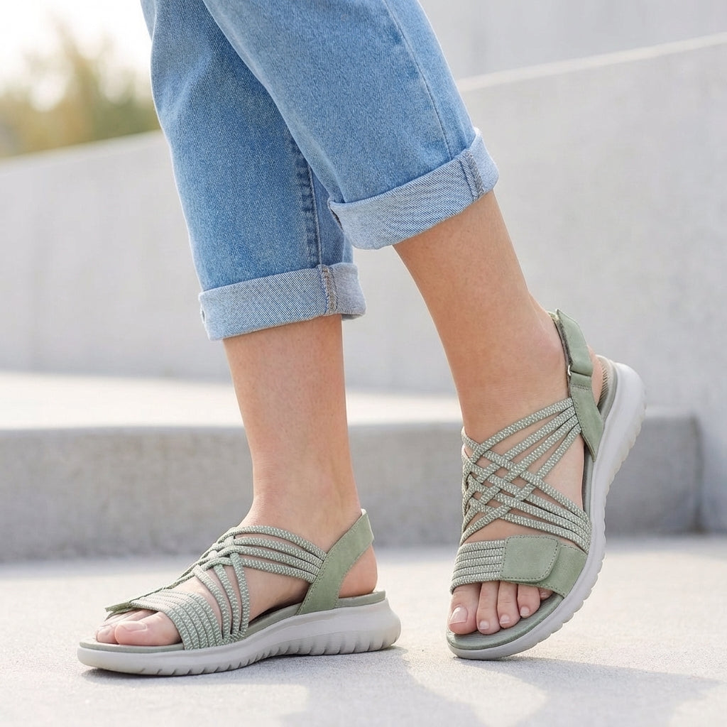 Women's orthopedic criss-cross comfort sandals, perfect for summer casual wear.