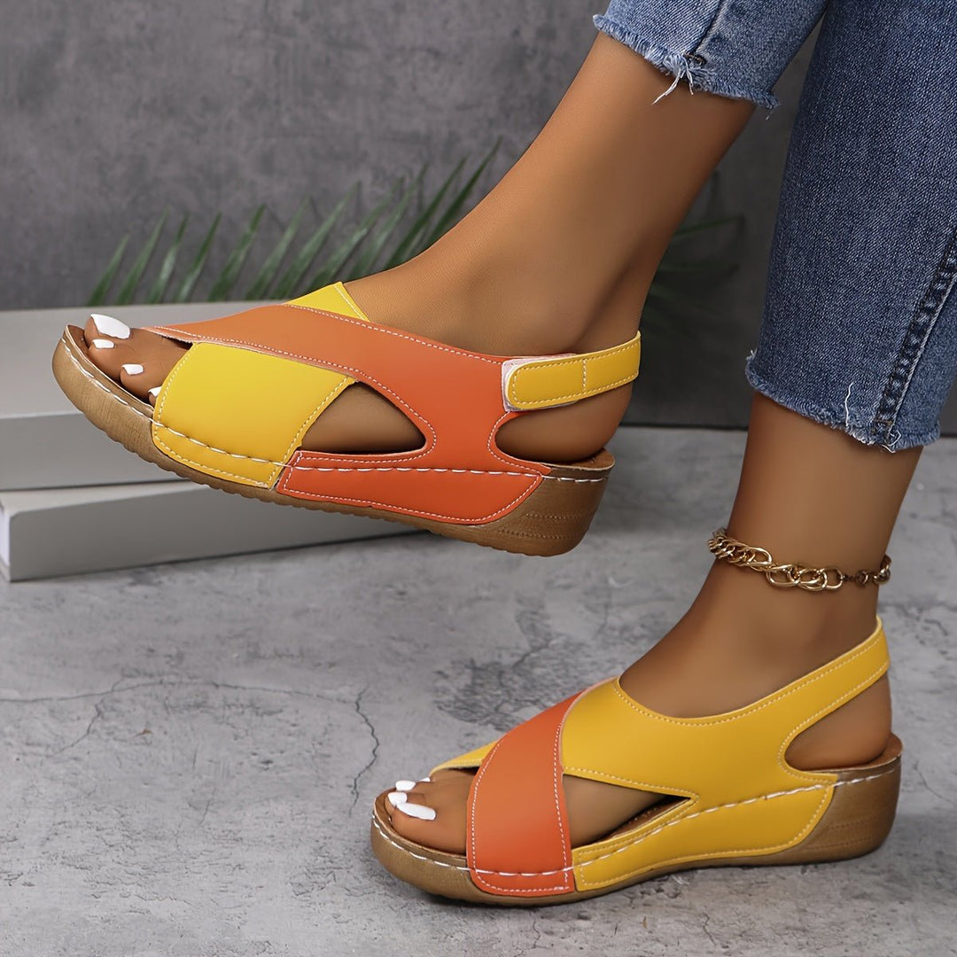 Comfortable women's orthopedic wedge sandals. Crossover straps provide style & arch support.