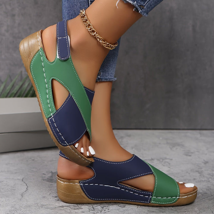Stylish women's orthopedic crossover wedge sandals, offering comfort, arch support & a summer look.