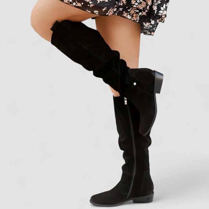 Elegant women's knee-high boots, orthopedic design ensures comfortable, stylish wear this winter.