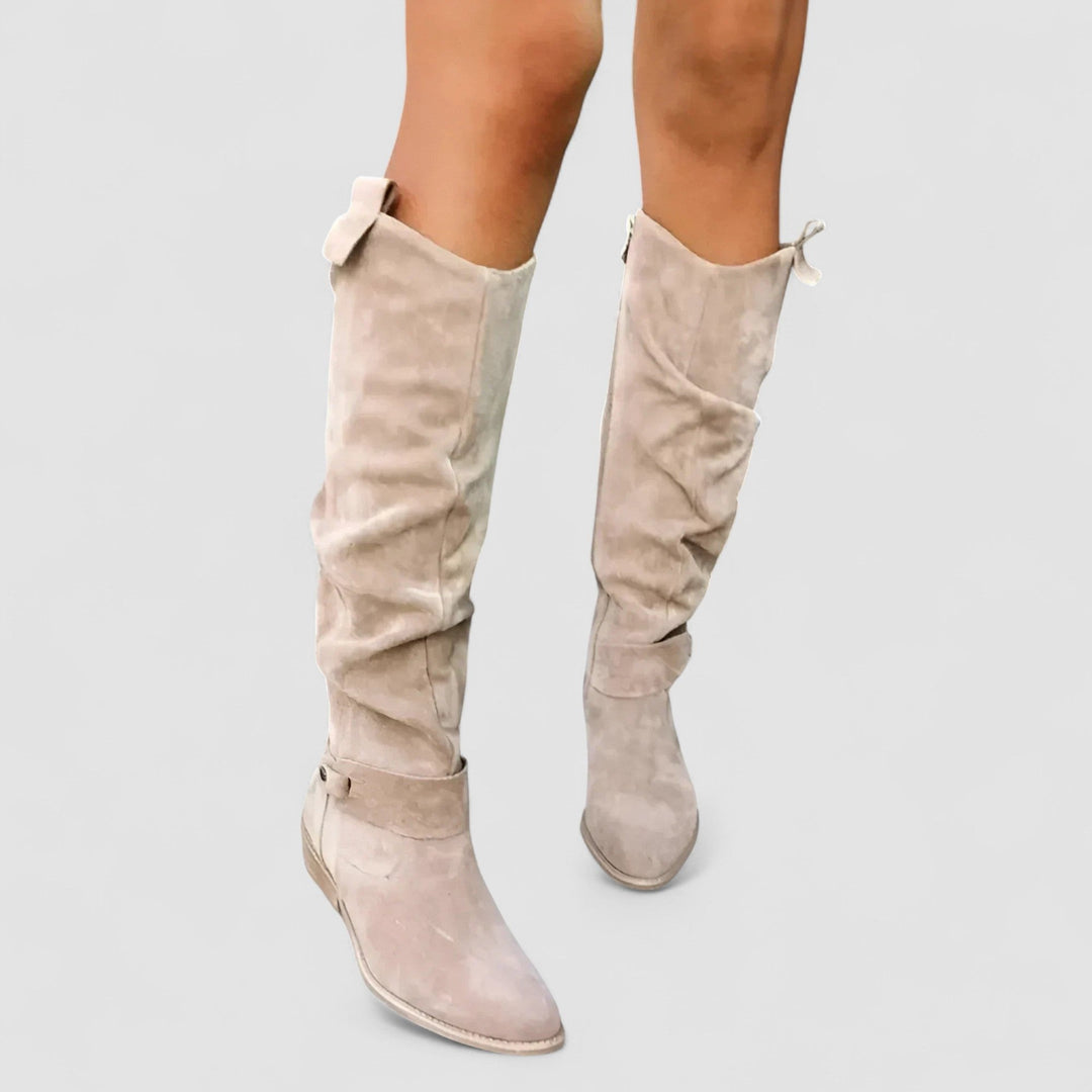 Durable women's orthopedic knee-high boots, providing comfort & support for daily casual wear.