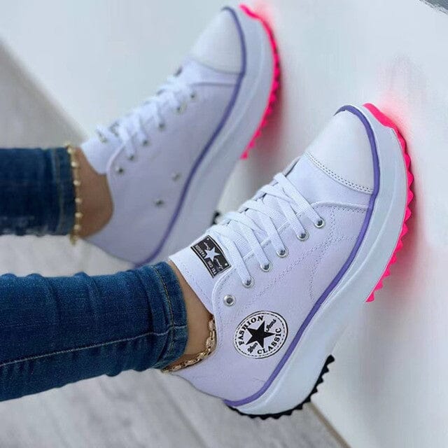 Women's orthopedic lace-up sneakers for all-day comfort & foot support, perfect for walking.
