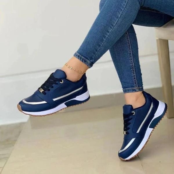 Women's orthopedic lace-up trainers with shock-absorbing soles for ultimate comfort & ergonomic support.