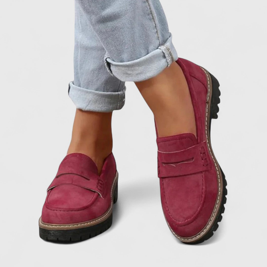 Stylish women's orthopedic loafers, classic design. Provides arch support & comfort for active feet.