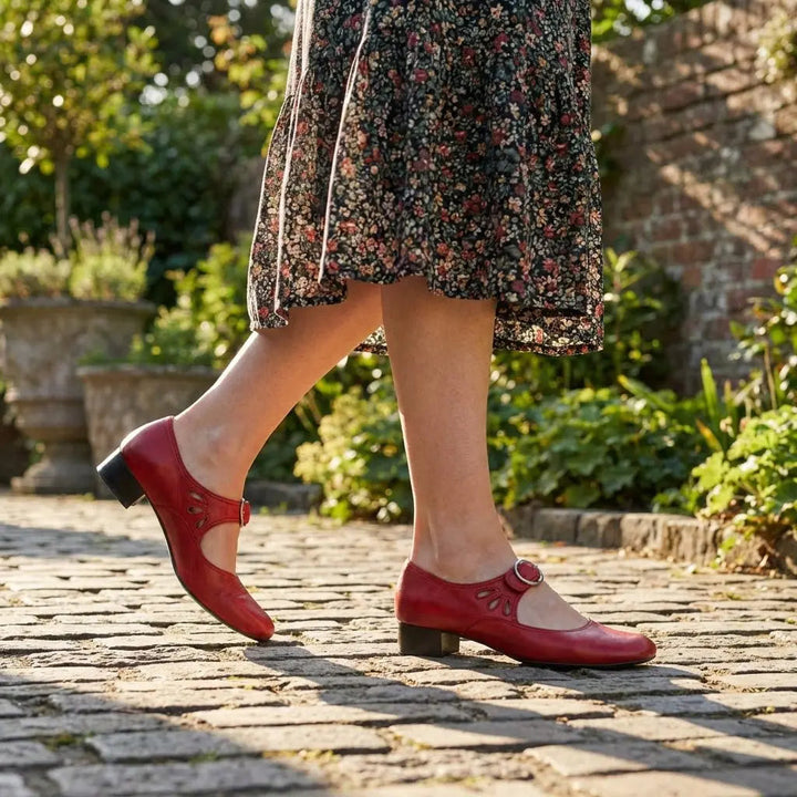 Comfortable women's orthopedic Mary Jane shoes, round toe & block heel for foot health & classic style.