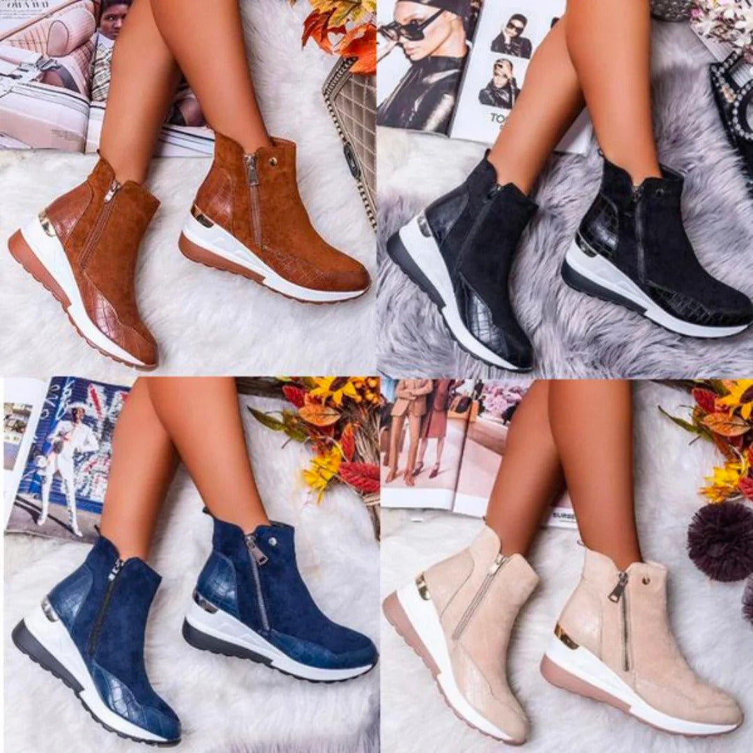 Versatile women's orthopedic mid-height ankle boots; blend style, comfort, & support for any occasion.