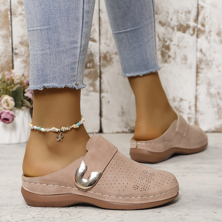 Stylish women's orthopedic comfort shoes, non-slip sole for foot support & all-day home wear.