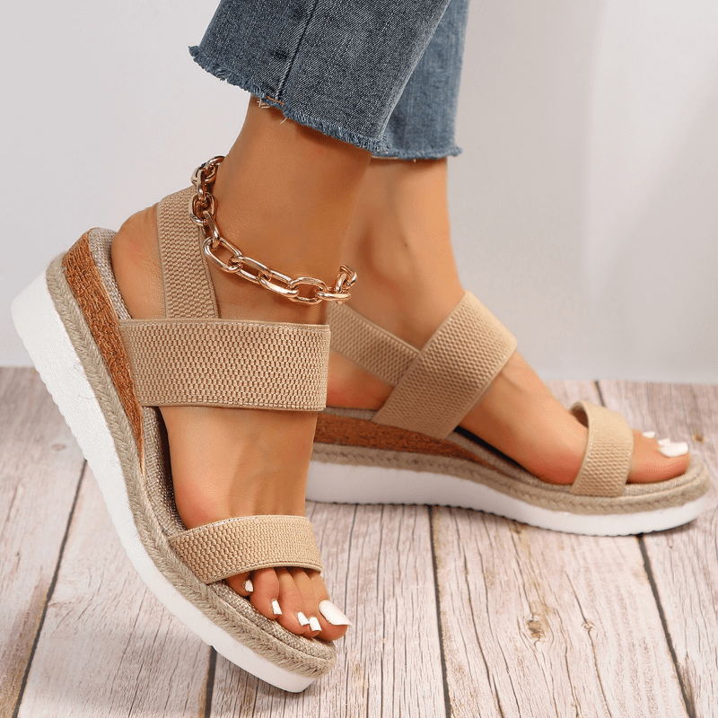 Women's orthopedic open-toe platform sandals. Comfortable espadrille style with arch support for everyday wear.
