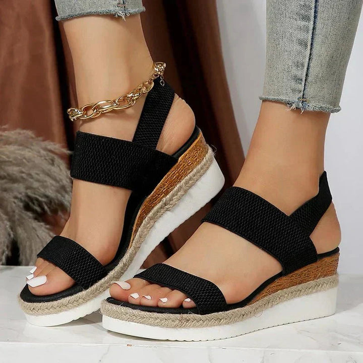 Casual women's open-toe platform sandals, perfect for summer, offering orthopedic arch support & all-day comfort.