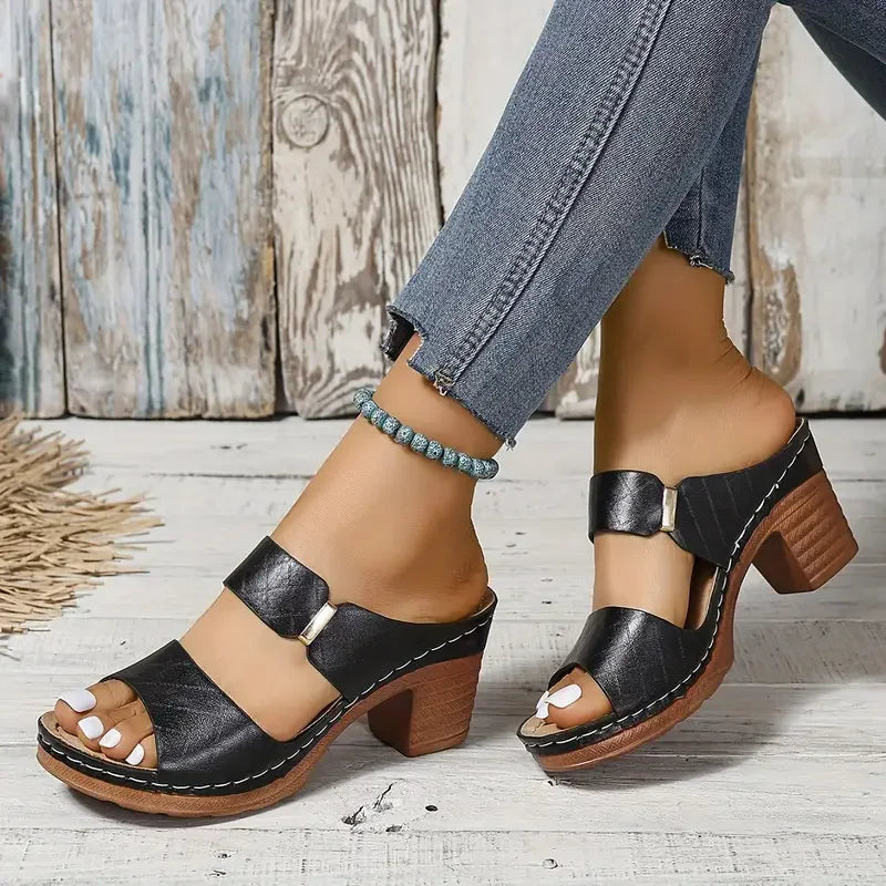 Fashion-forward women's orthopedic platform block-heel sandals with premium foot support.