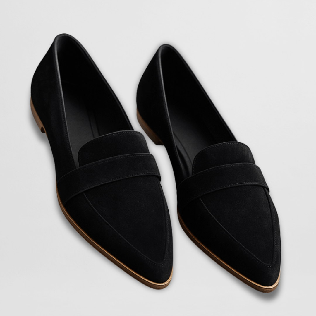Comfortable women's orthopedic walking loafers with a stylish pointed toe. Slip-on design for easy all-day wear.