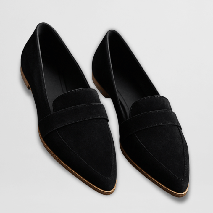 Comfortable women's orthopedic walking loafers with a stylish pointed toe. Slip-on design for easy all-day wear.