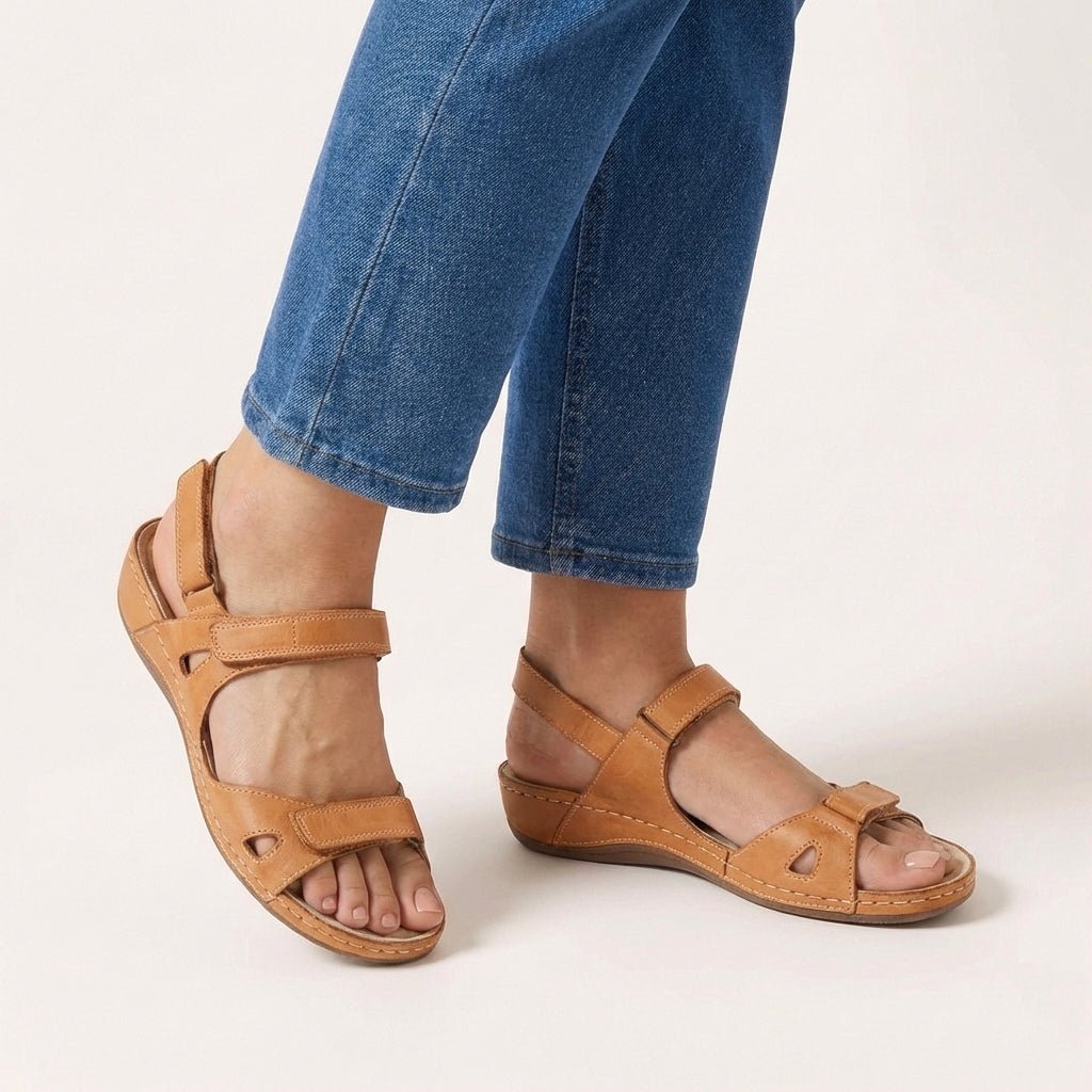 Comfortable women's orthopedic sandals, ideal for summer daily wear, providing foot health and walking support.