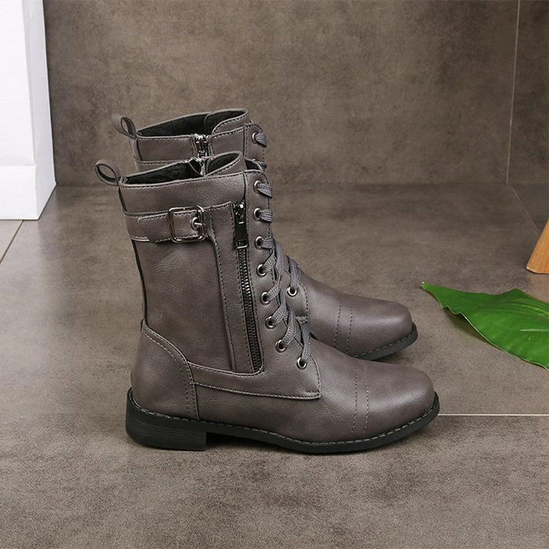 Versatile women's orthopedic walking boots with side zip for comfort & style.